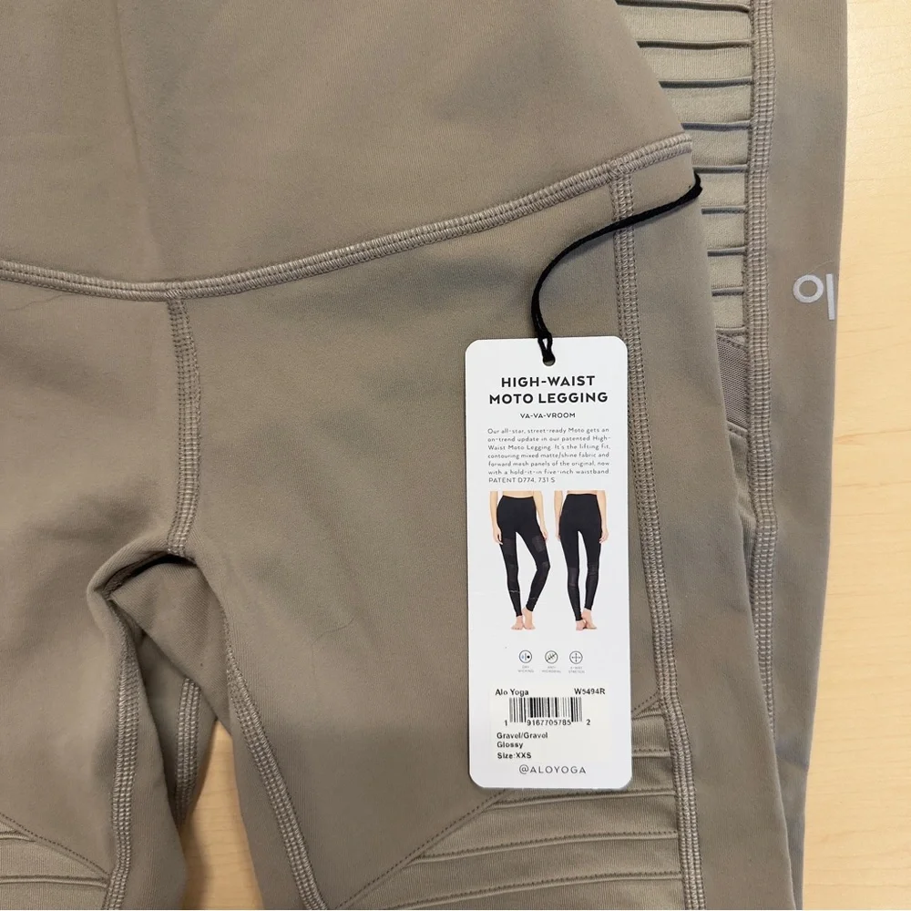 Alo Yoga High-Waist Moto Legging Gravel Glossy XXS NWT